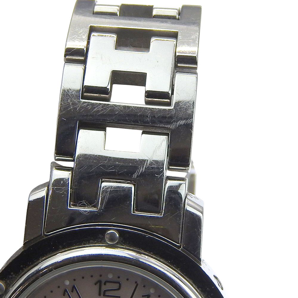 Hermes Clipper Cles Stainless Steel Silver Quartz Analog Display Pink Shell — view 8
