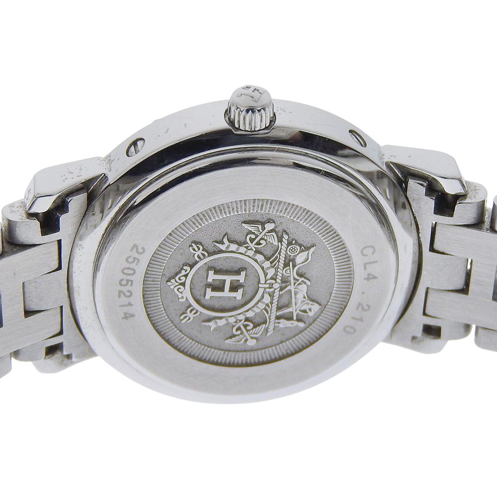 Hermes Clipper Cles Stainless Steel Silver Quartz Analog Display Pink Shell — view 6