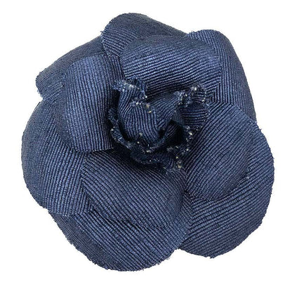 Chanel Camellia Corsage Brooch Flower Navy