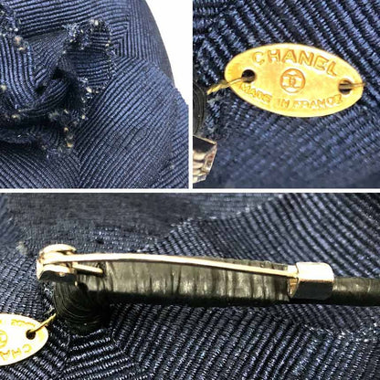 Chanel Camellia Corsage Brooch Flower Navy — view 3