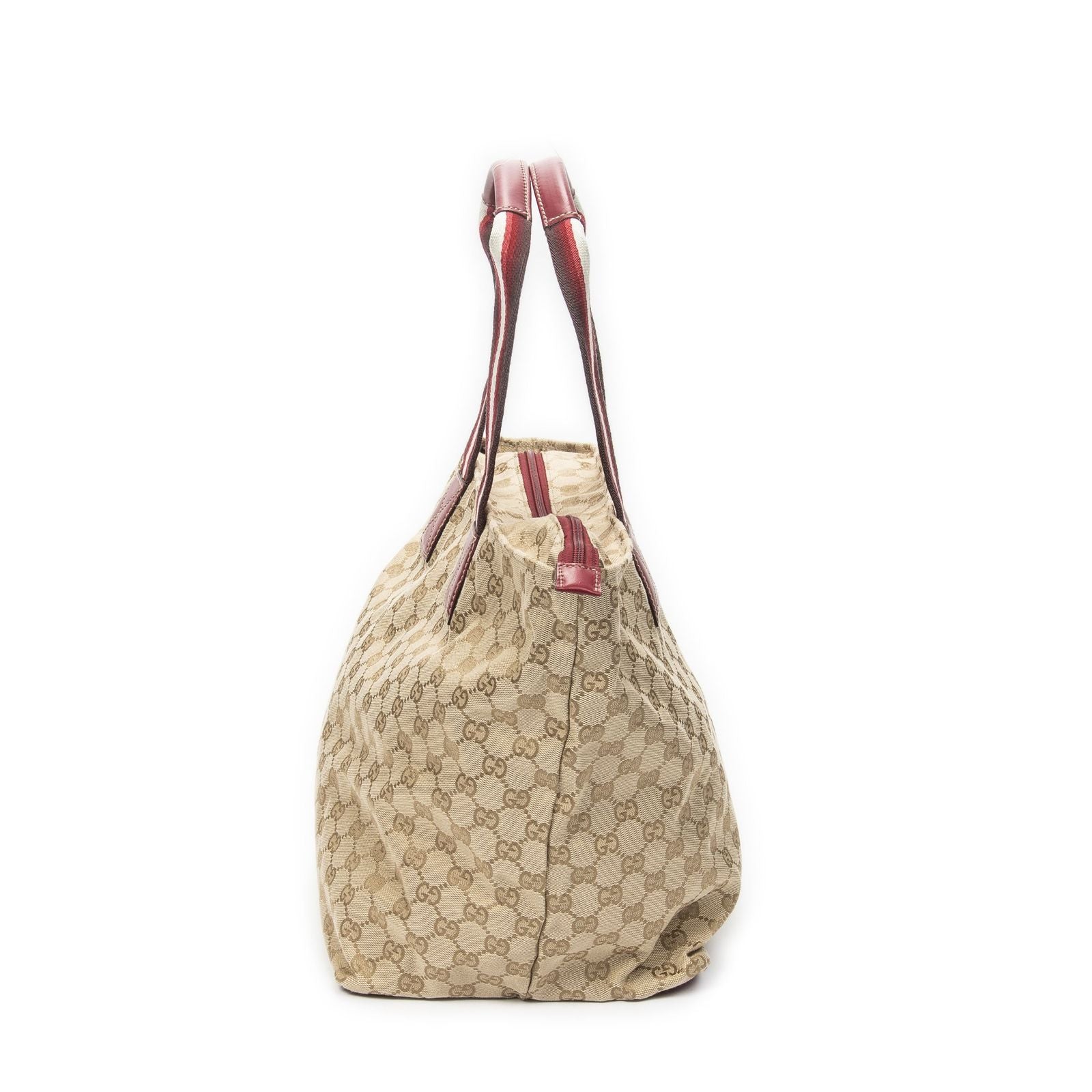 Gucci Large Web Shopping Tote Bag Red Beige GG Canvas — view 4