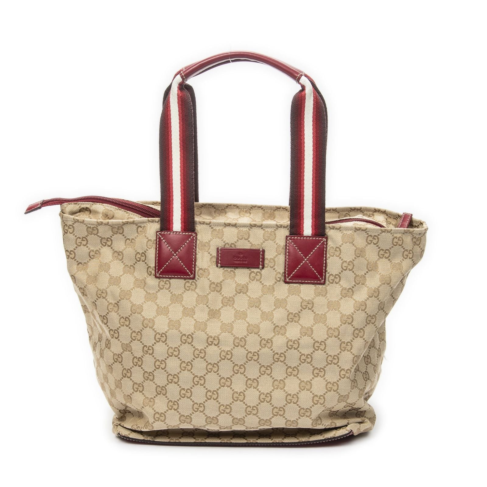 Gucci Large Web Shopping Tote Bag Red Beige GG Canvas