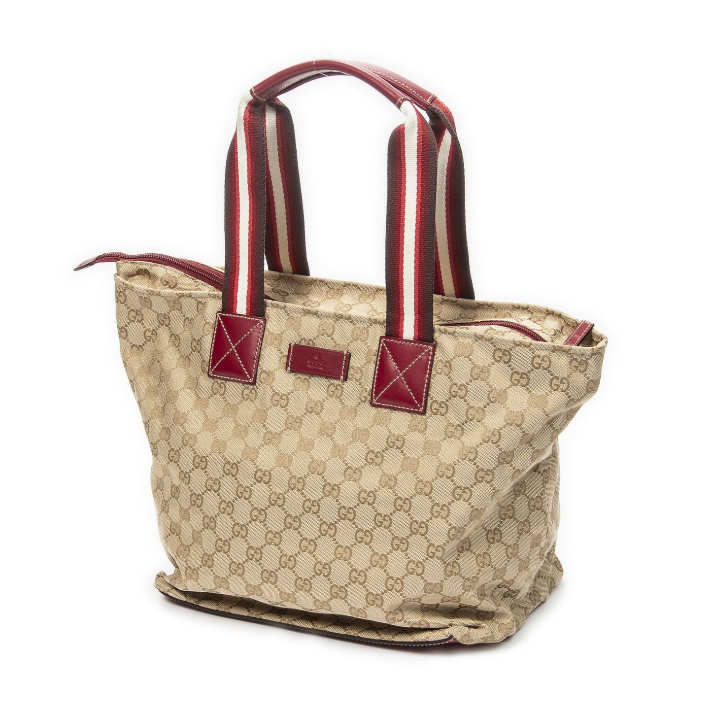 Gucci Large Web Shopping Tote Bag Red Beige GG Canvas — view 2