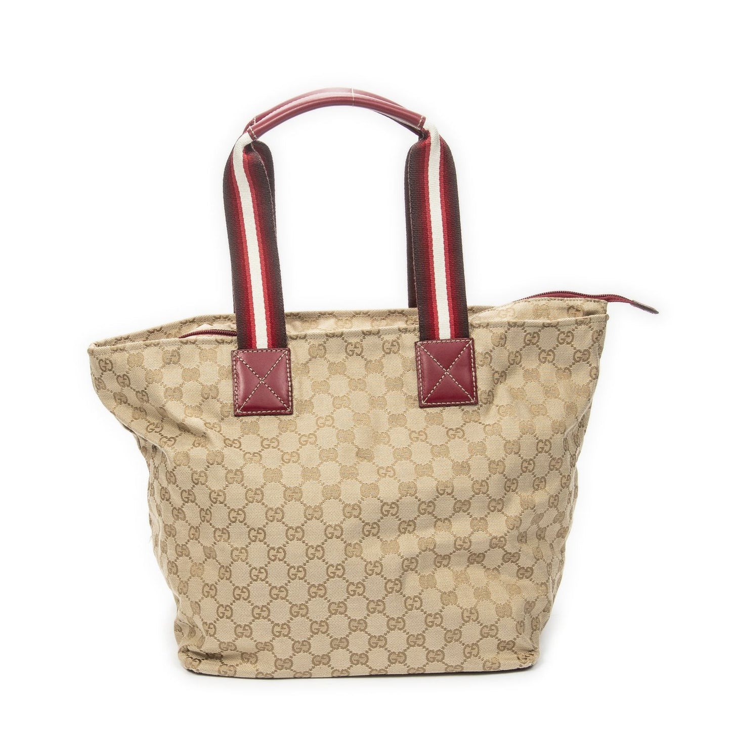 Gucci Large Web Shopping Tote Bag Red Beige GG Canvas — view 5
