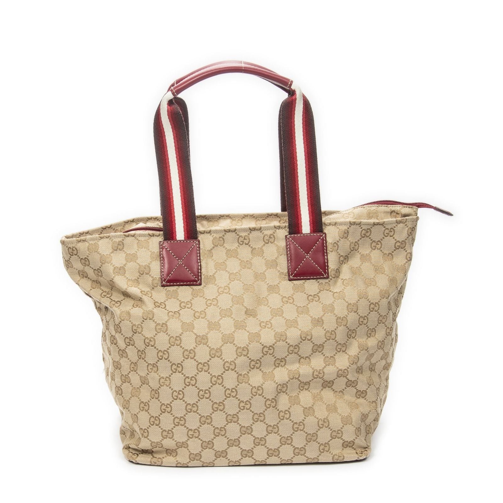 Gucci Large Web Shopping Tote Bag Red Beige GG Canvas — view 5