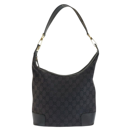 Gucci Black Gold GG Canvas Leather Shoulder Bag
