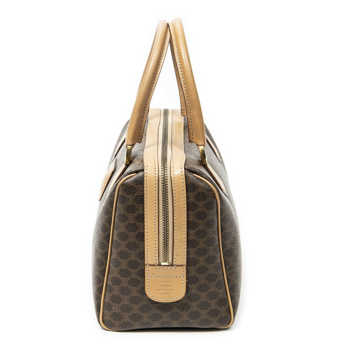Celine Small Boston Brown Macadam Canvas Shoulder Bag — view 3