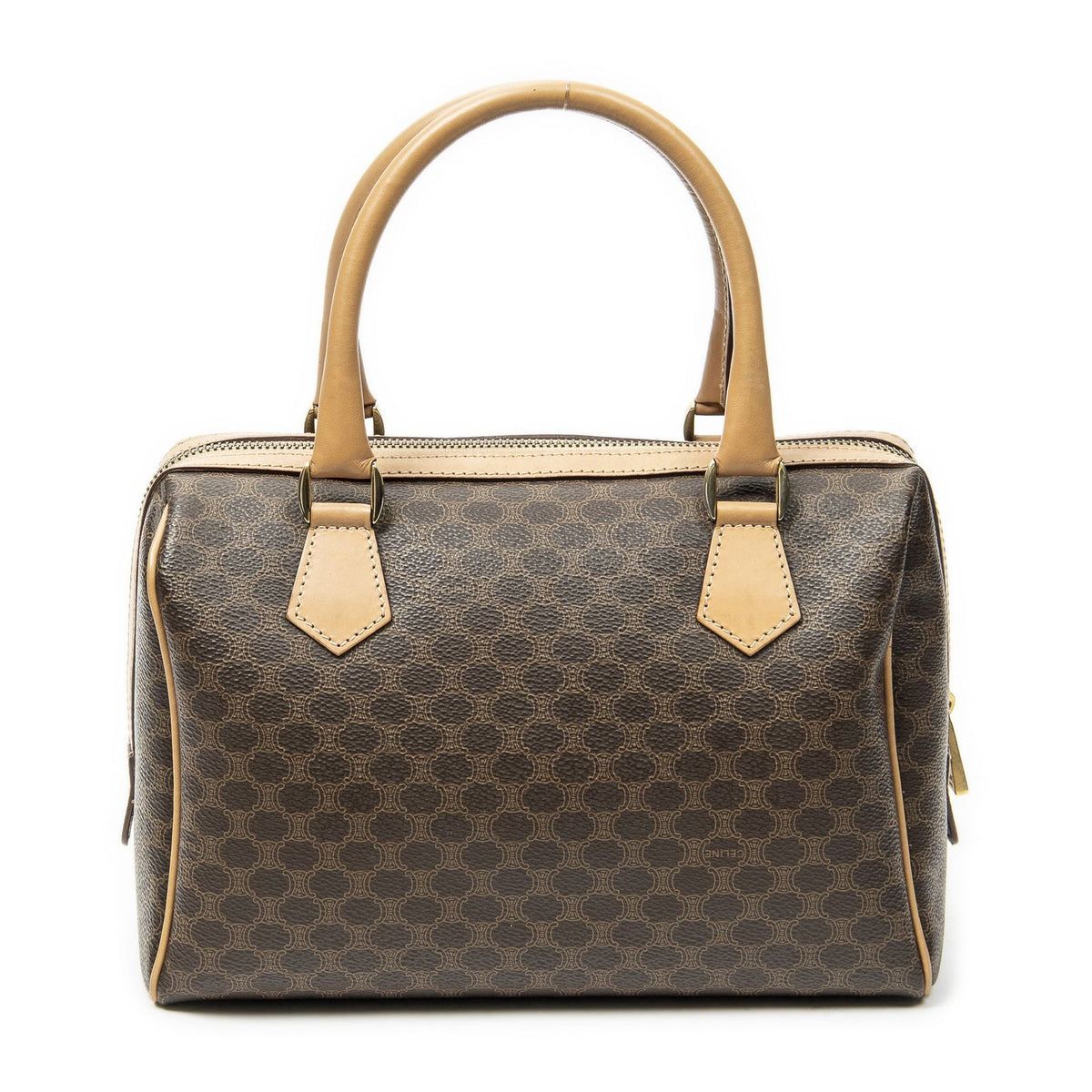 Celine Small Boston Brown Macadam Canvas Shoulder Bag — view 5