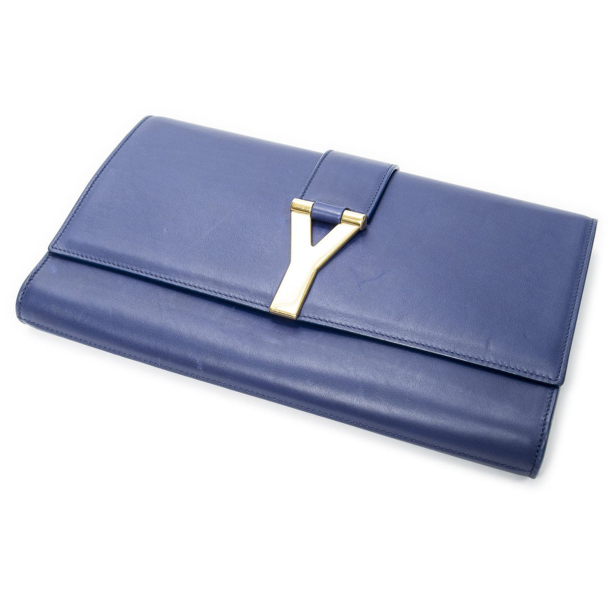 Saint Laurent Line Clutch Royal Blue Calfskin Leather