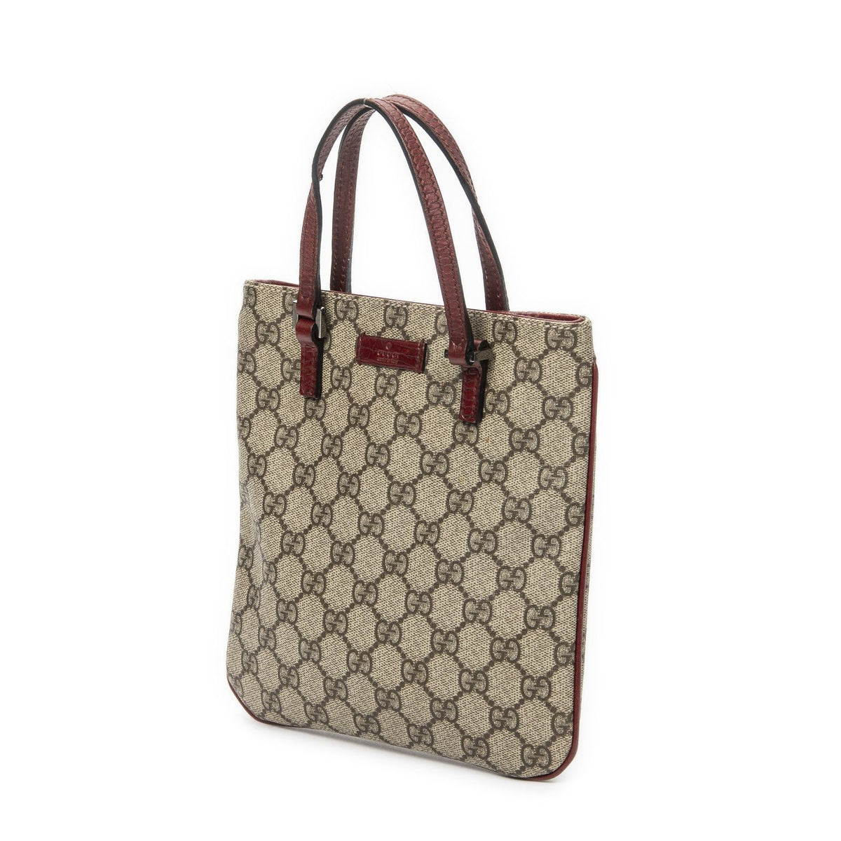 Gucci Vertical Tote Bag Beige Burgundy Supreme Canvas — view 2