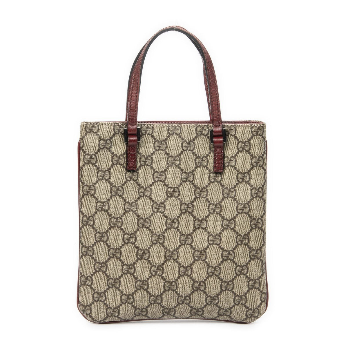 Gucci Vertical Tote Bag Beige Burgundy Supreme Canvas — view 5