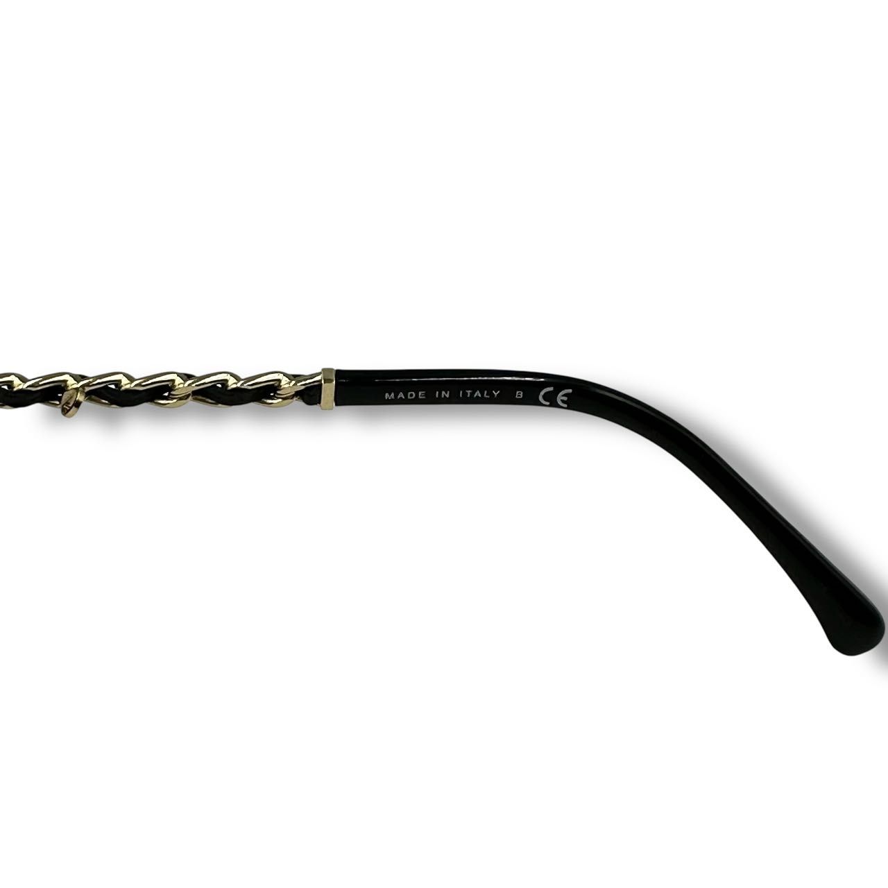 Chanel Sunglasses Chain CC Logo Leather Black Eyewear — view 8