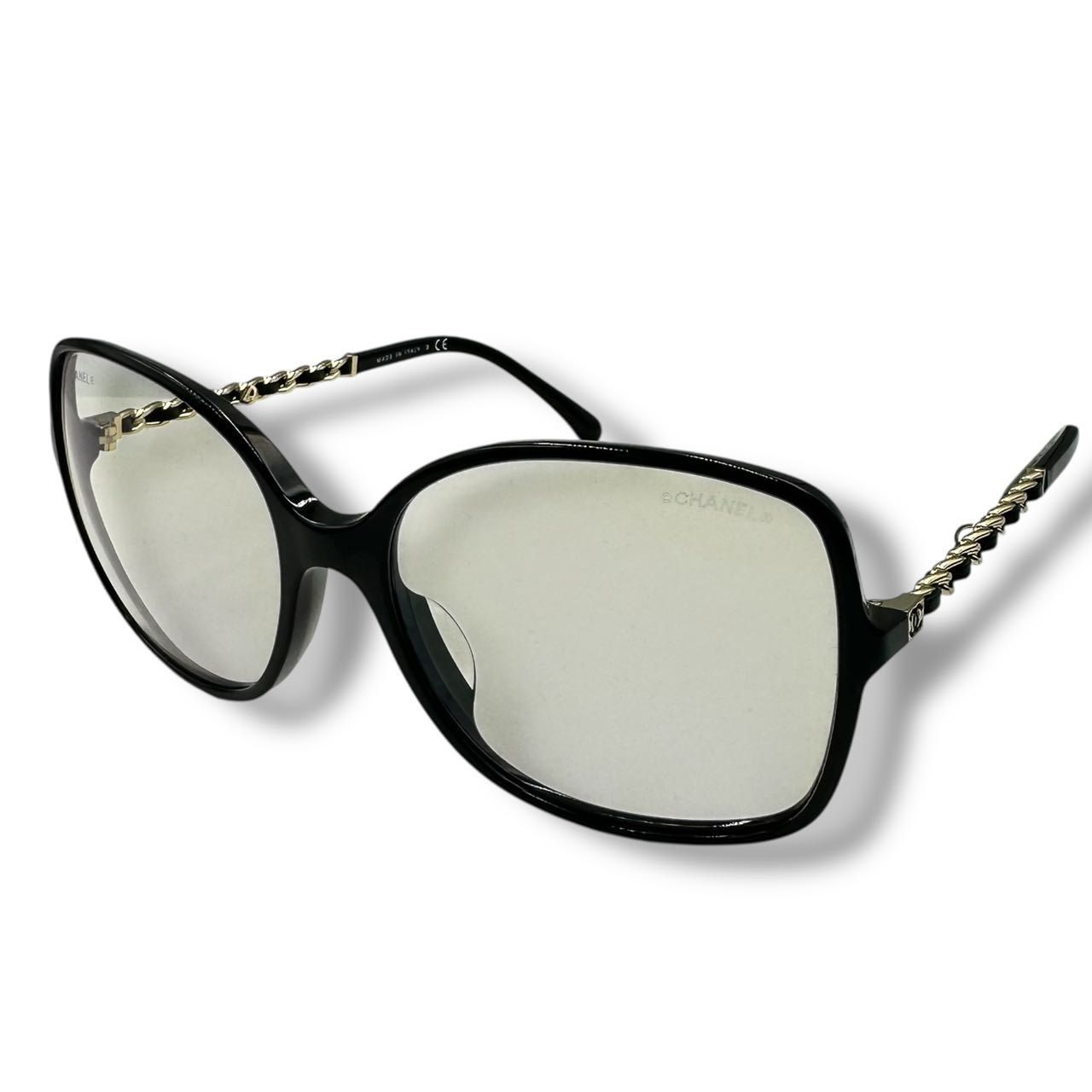 Chanel Sunglasses Chain CC Logo Leather Black Eyewear — view 2