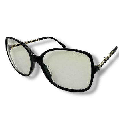 Chanel Sunglasses Chain CC Logo Leather Black Eyewear — view 2