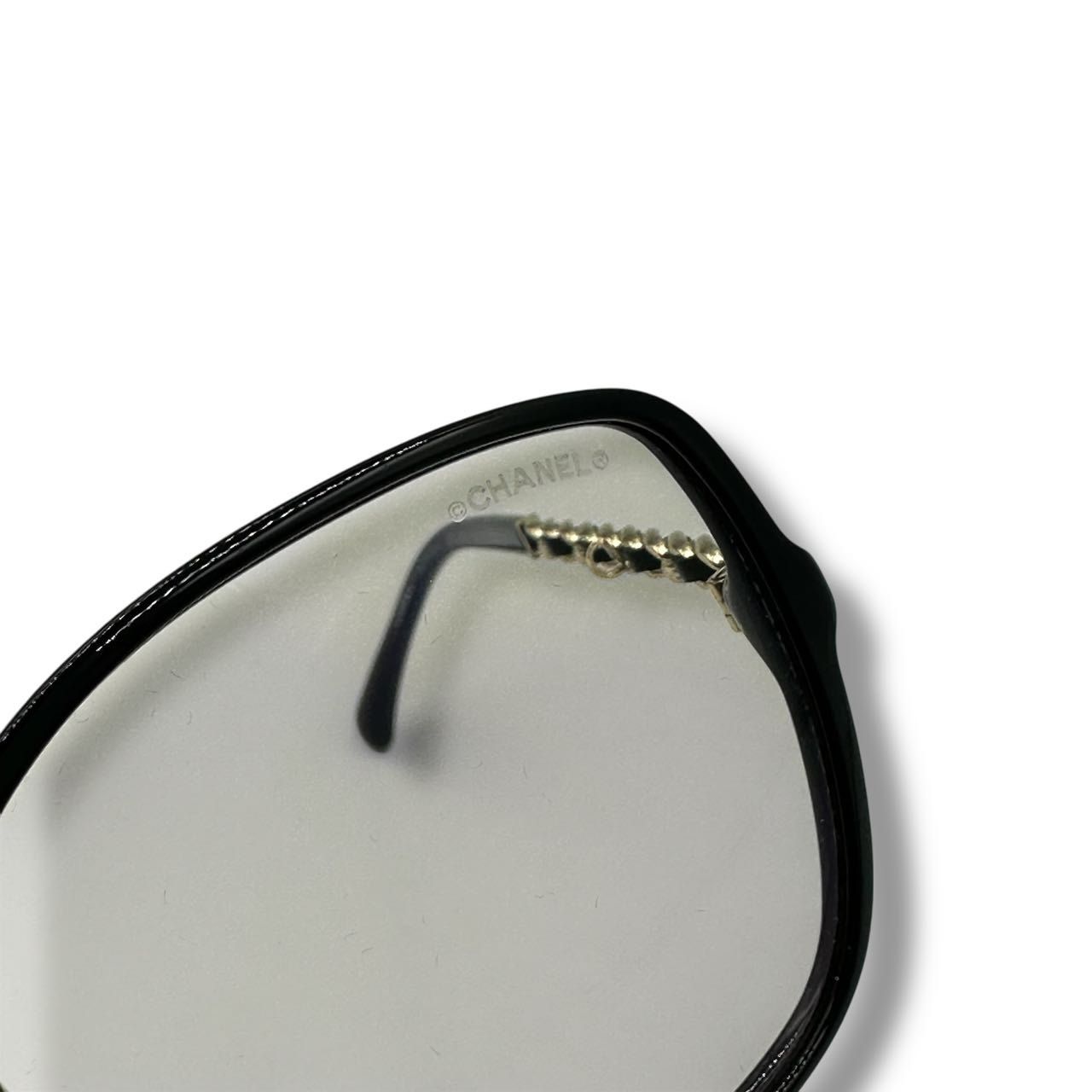 Chanel Sunglasses Chain CC Logo Leather Black Eyewear — view 6