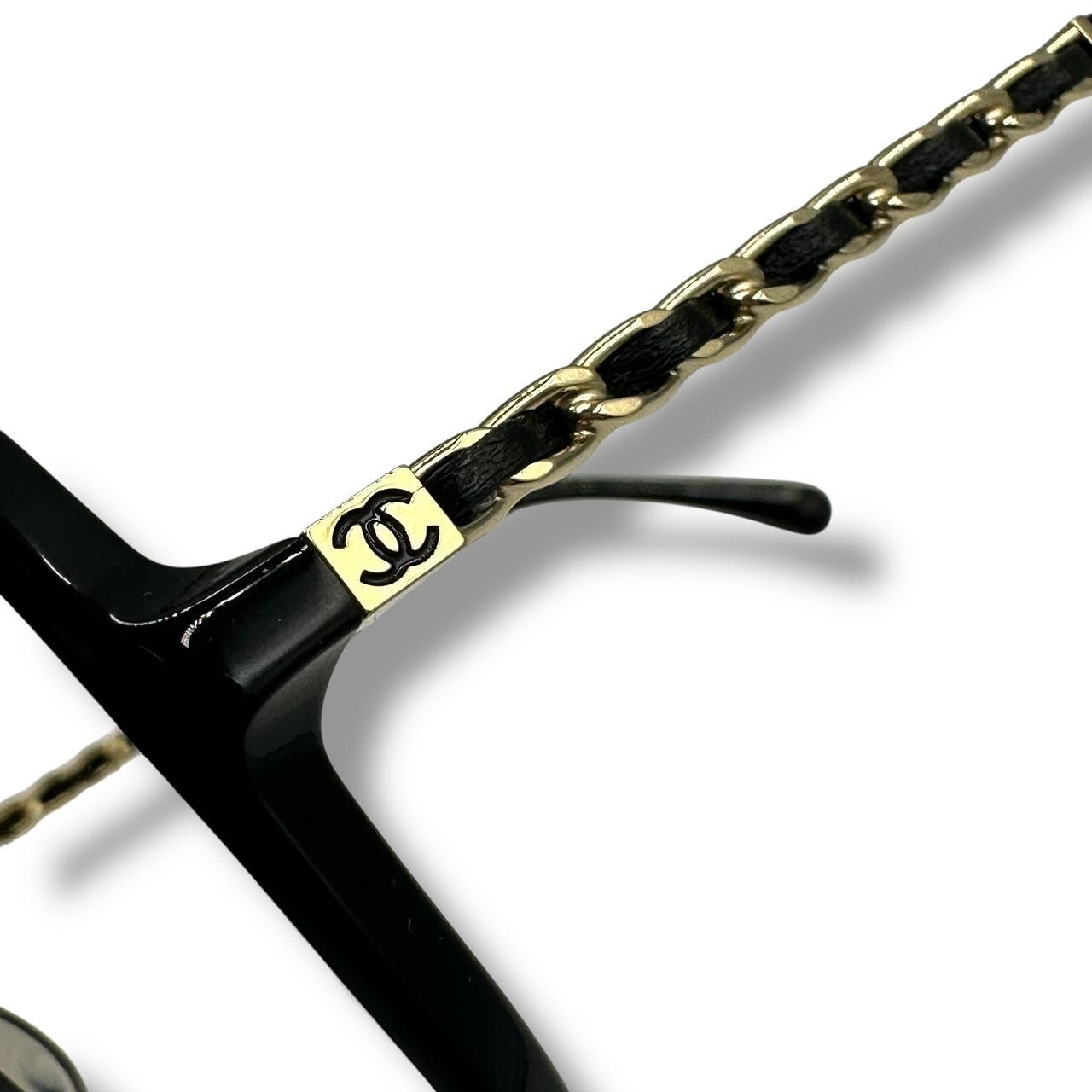 Chanel Sunglasses Chain CC Logo Leather Black Eyewear — view 5