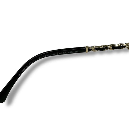 Chanel Sunglasses Chain CC Logo Leather Black Eyewear — view 7
