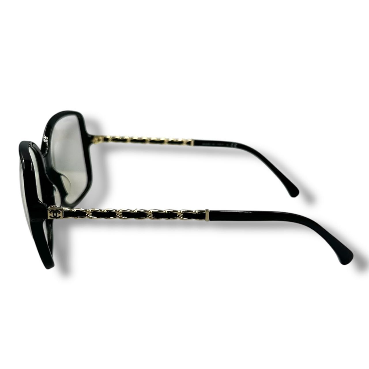 Chanel Sunglasses Chain CC Logo Leather Black Eyewear — view 3