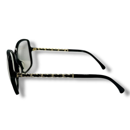 Chanel Sunglasses Chain CC Logo Leather Black Eyewear — view 3