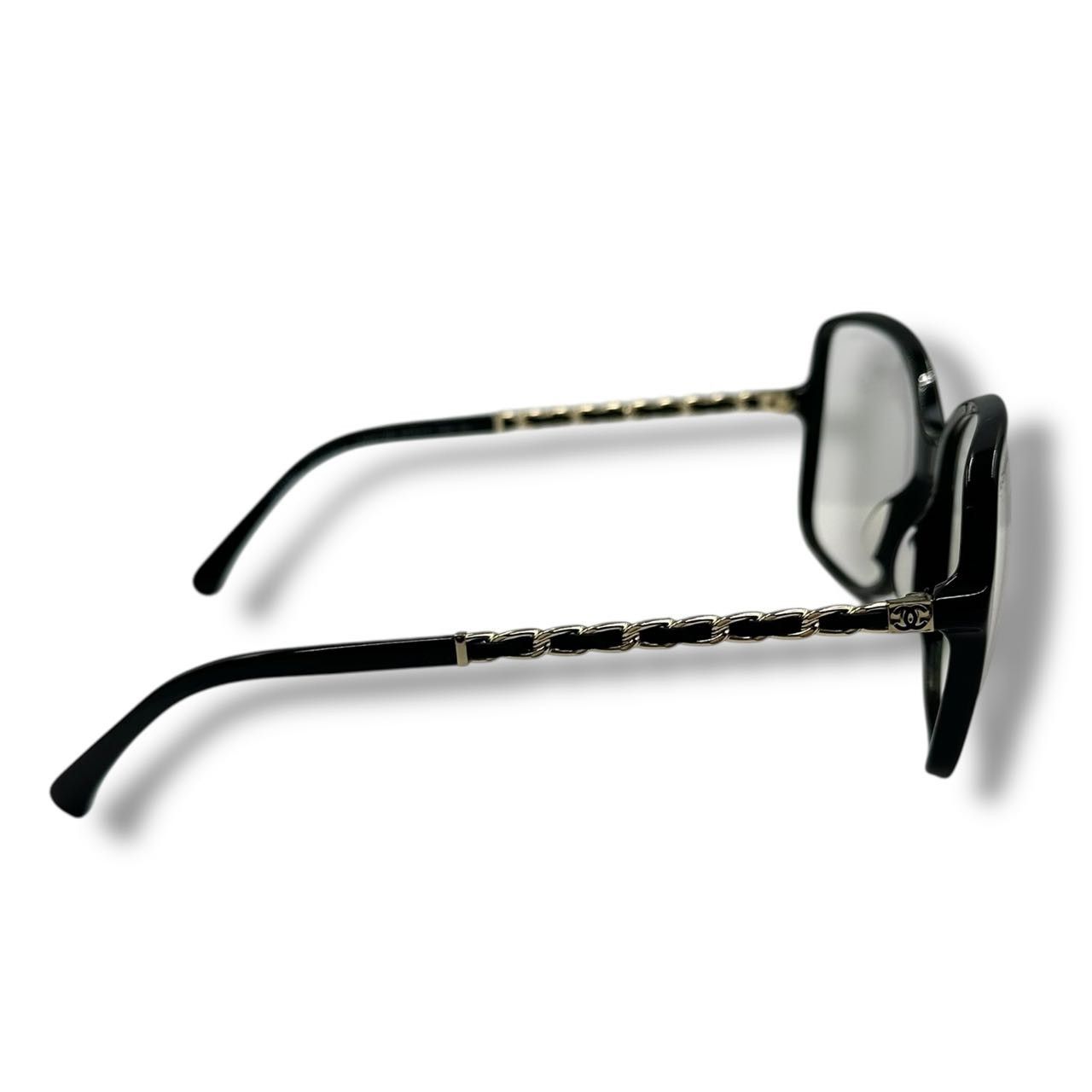 Chanel Sunglasses Chain CC Logo Leather Black Eyewear — view 4