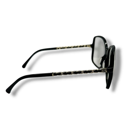 Chanel Sunglasses Chain CC Logo Leather Black Eyewear — view 4