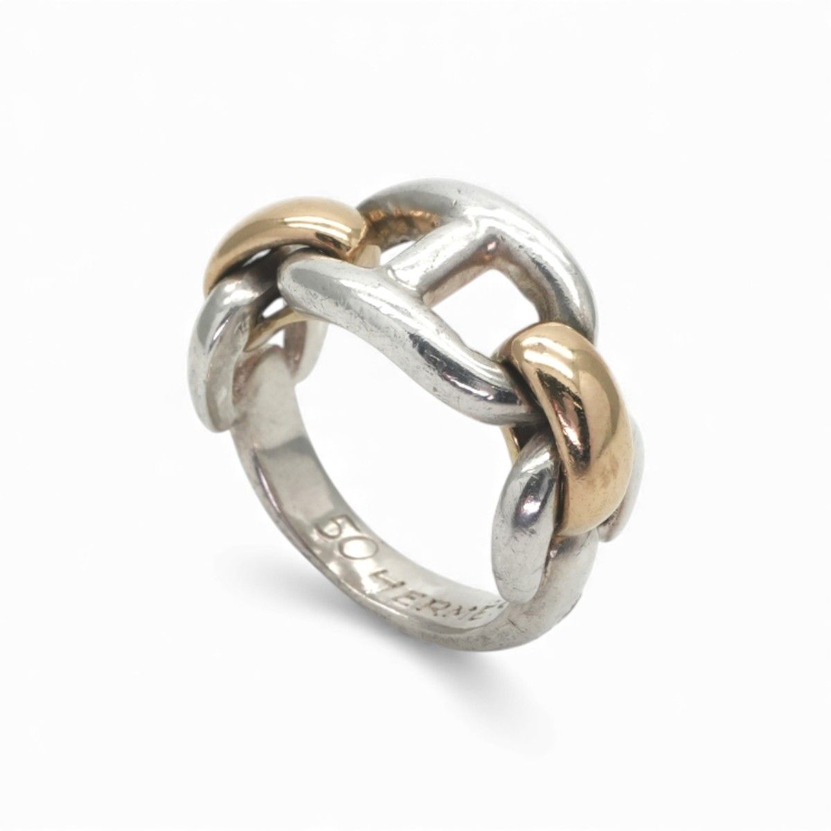 Hermes Chaine D'Ancre Ring 750 950 Gold Silver