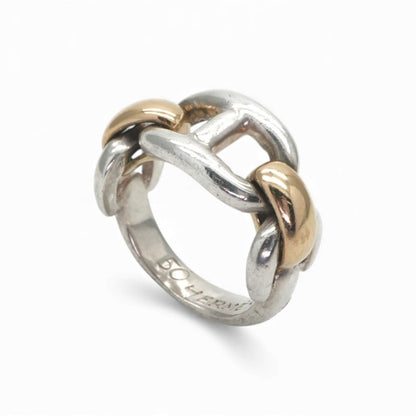 Hermes Chaine D'Ancre Ring 750 950 Gold Silver