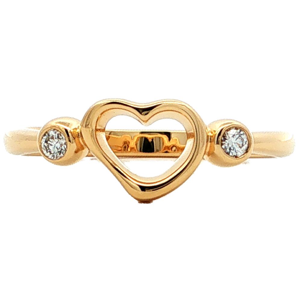 Tiffany & Co Open Heart Diamond Ring 18K Yellow Gold