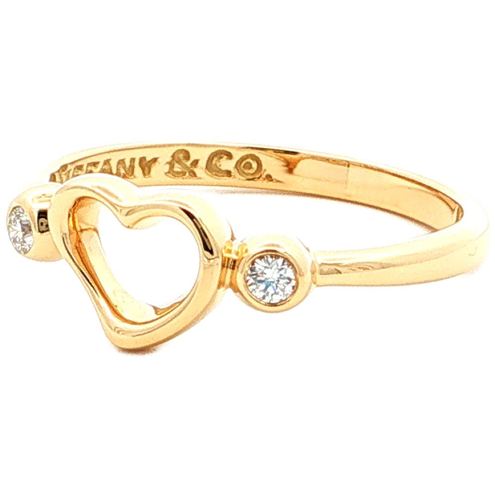 Tiffany & Co Open Heart Diamond Ring 18K Yellow Gold — view 3
