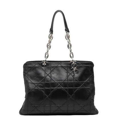 Dior Cannage Granville Chain Handbag Black Leather