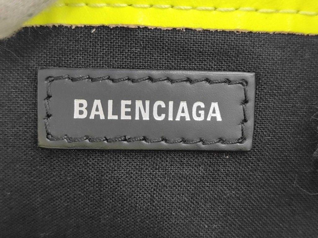 Balenciaga Handbag Navy Cabas XS Yellow Beige Canvas Leather 2-Way — view 8