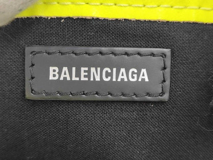 Balenciaga Handbag Navy Cabas XS Yellow Beige Canvas Leather 2-Way — view 8