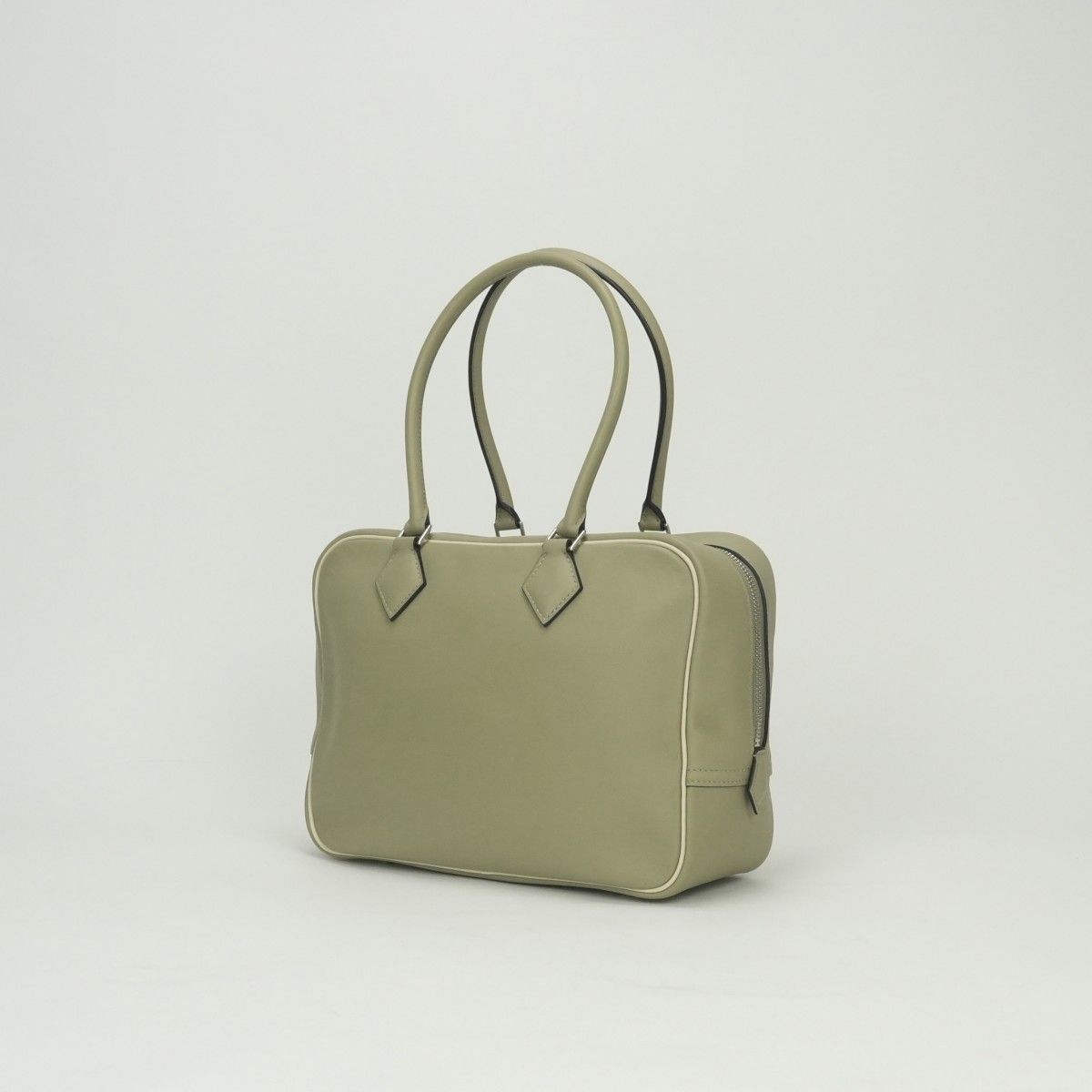 Hermes Plume 28 Tote Swift Sauge Cles Craie Green Beige Silver Handbag Veau — view 2