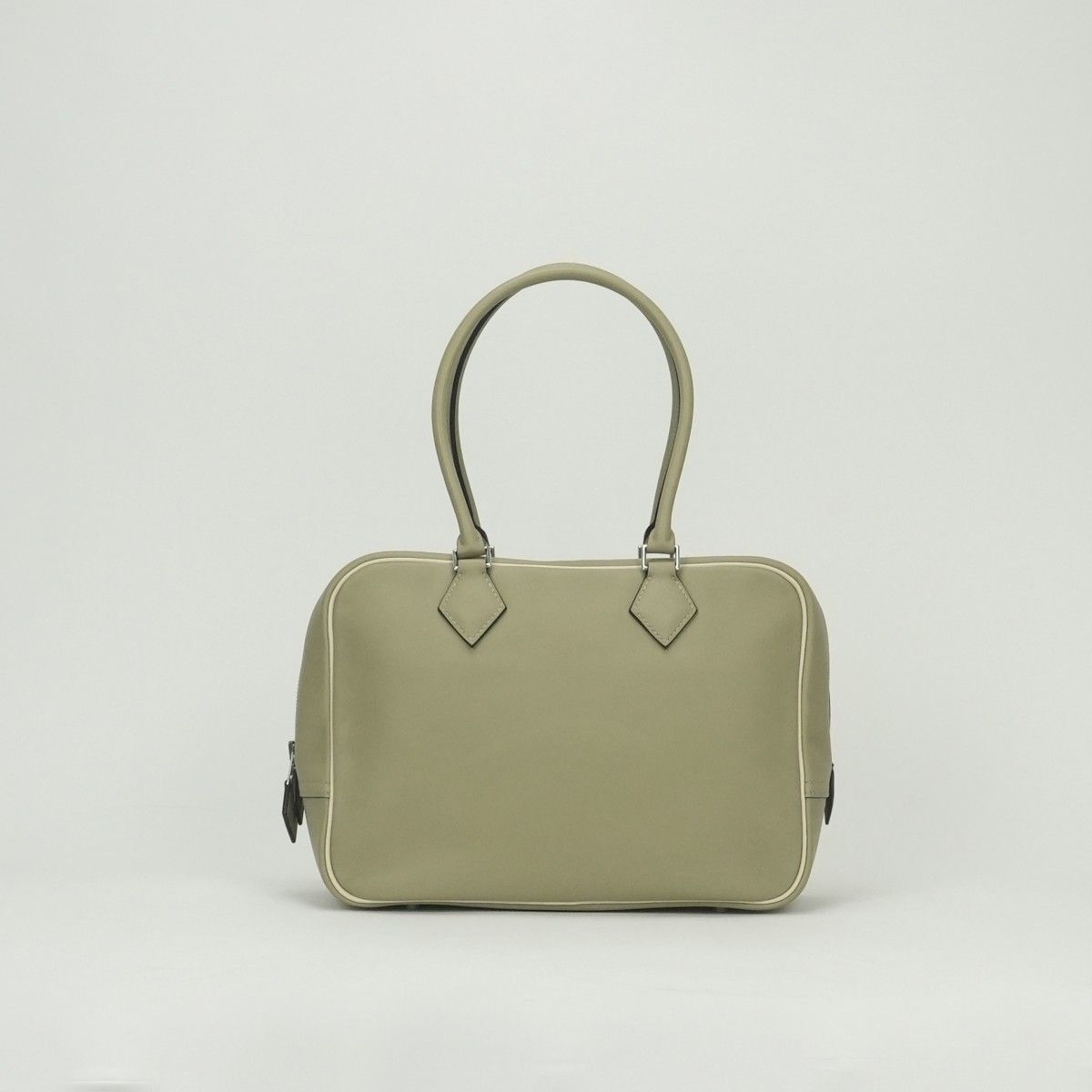 Hermes Plume 28 Tote Swift Sauge Cles Craie Green Beige Silver Handbag Veau