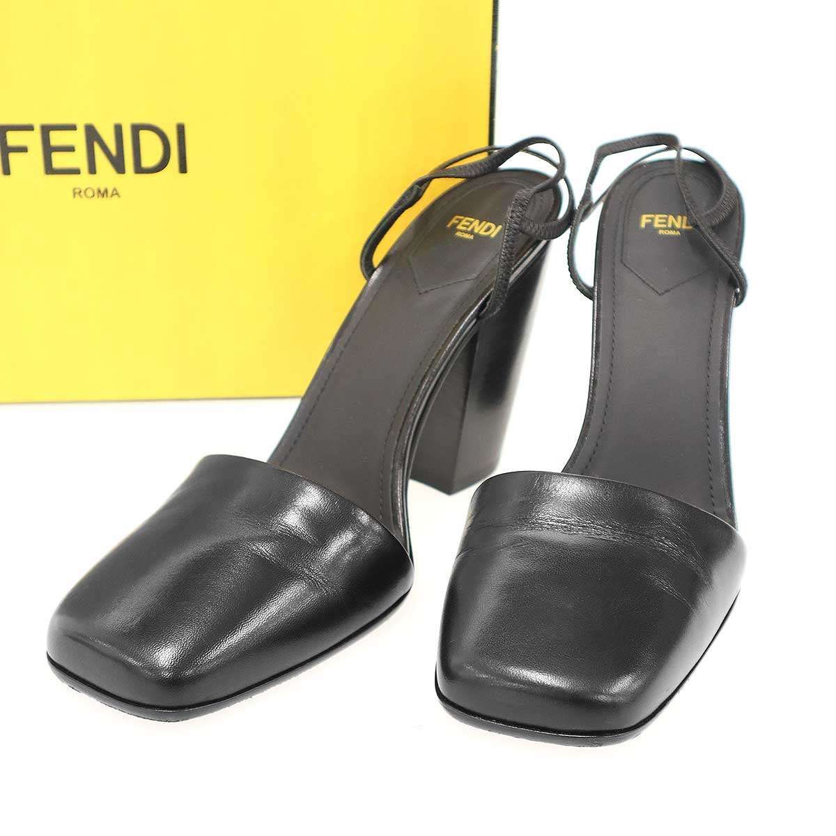 Fendi Square Toe Sandals Black
