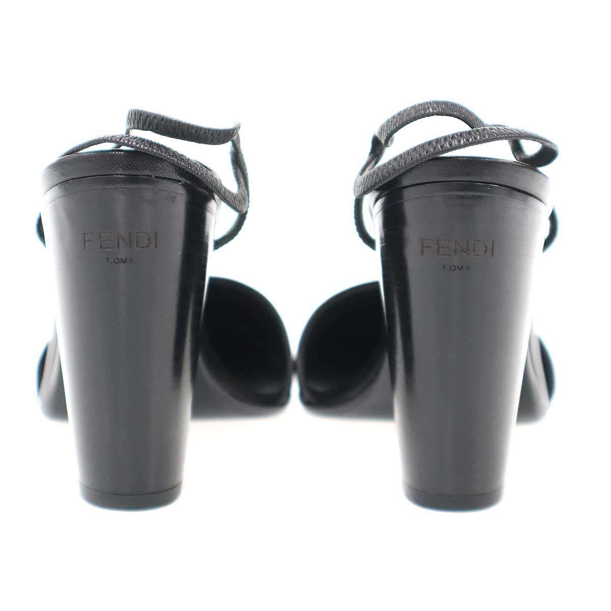 Fendi Square Toe Sandals Black — view 3