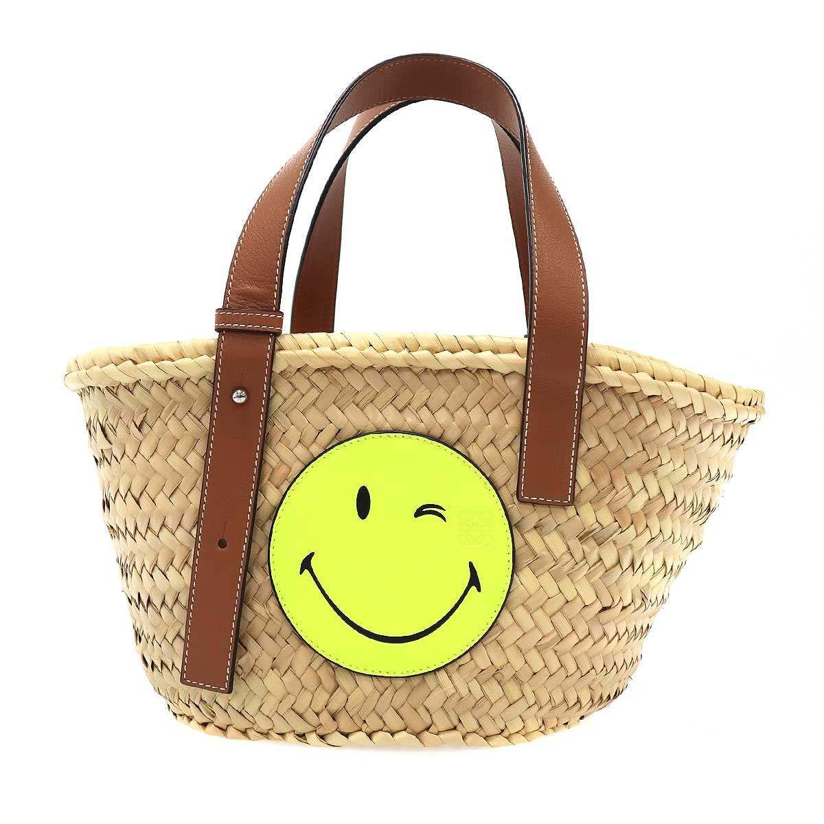 Loewe Smiley World Basket Small Bucket Tote Bag Beige