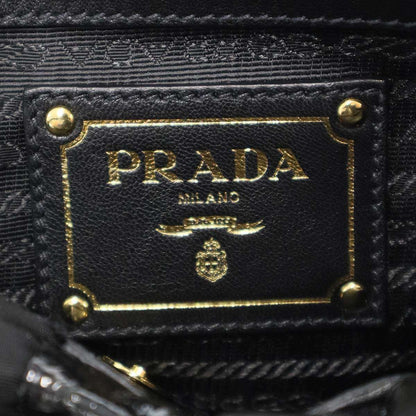 Prada Tessuto Vernice Frill Handbag Black — view 5