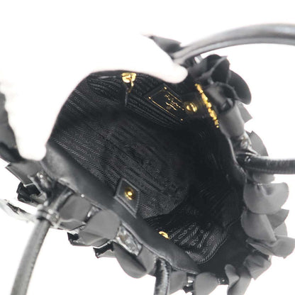Prada Tessuto Vernice Frill Handbag Black — view 6