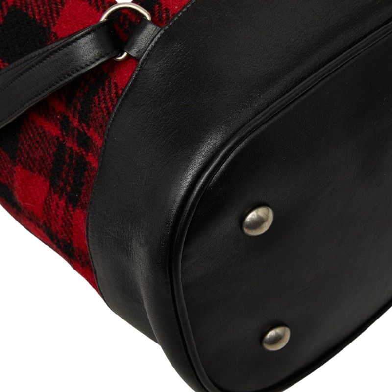 Saint Laurent Tweed Backpack Drawstring Red Leather — view 7