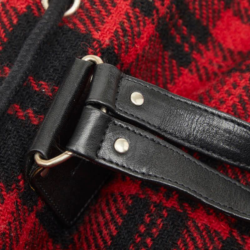 Saint Laurent Tweed Backpack Drawstring Red Leather — view 8
