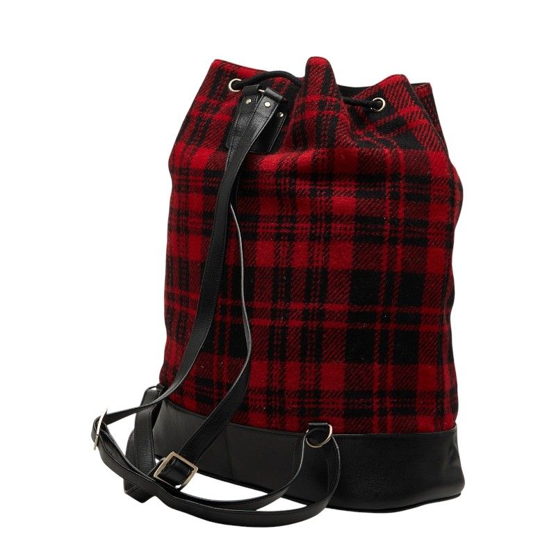 Saint Laurent Tweed Backpack Drawstring Red Leather — view 2