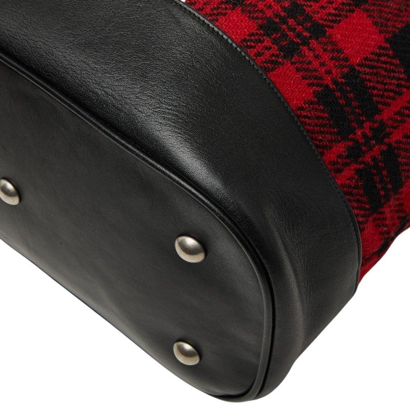 Saint Laurent Tweed Backpack Drawstring Red Leather — view 4