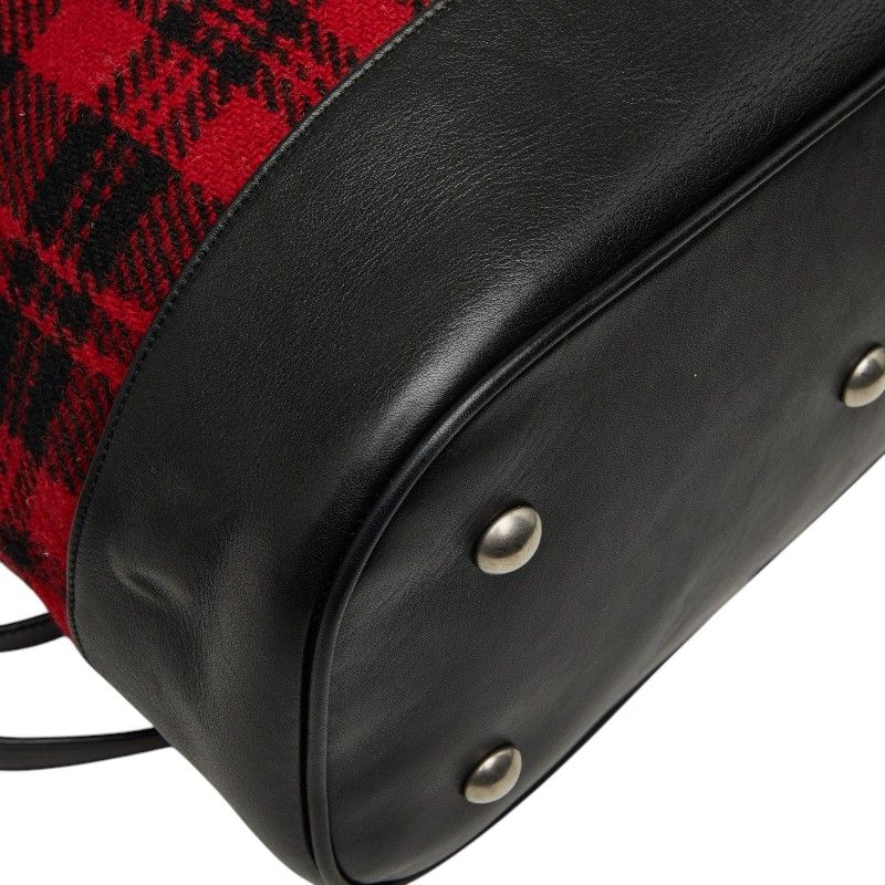 Saint Laurent Tweed Backpack Drawstring Red Leather — view 5