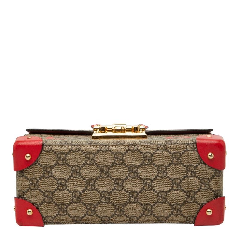 Gucci GG Small Bamboo Chain Shoulder Bag 2-Way Beige Red Leather — view 3