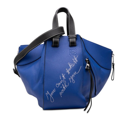 Loewe Anagram Hammock Small 2-Way Shoulder Bag Blue Leather