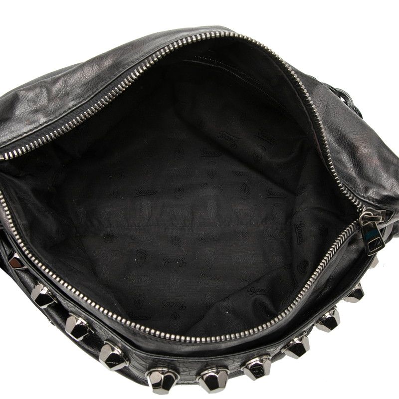Gucci Studded Handbag Shoulder Clutch Black Leather — view 4