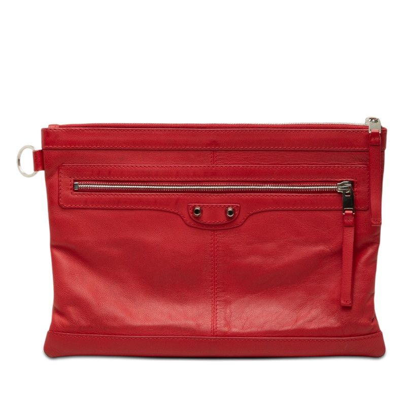 Balenciaga Classic Clip M Clutch Red Leather