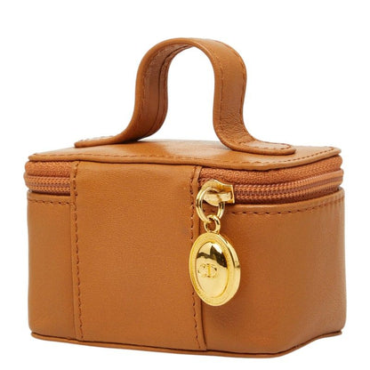 Dior CD Logo Pouch Vanity Case Brown Leather — view 2
