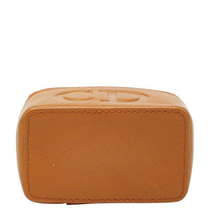 Dior CD Logo Pouch Vanity Case Brown Leather — view 3